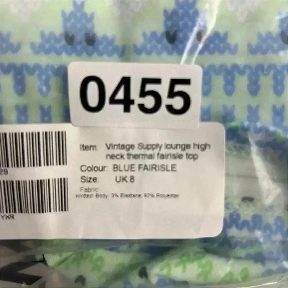 Vintage Supply Women's Size 4 Blue Fair Isle High Neck Cropped Top US 4 y2k - Picture 8 of 9